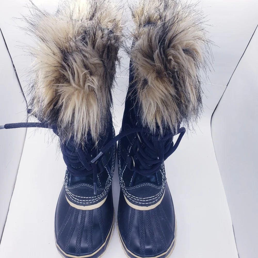 Sorel Joan Of Arctic Black Waterproof Lace Up Winter Snow Boots Women's Size 6